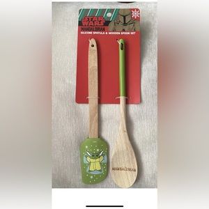 Star Wars Mandalorian Silicone Spatula And Wood Spoon Set Brand New